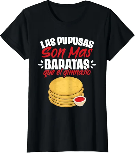Vista 23 de Las Pupusas Que El Gimnasio - Camiseta salvadoreña salvadoreña, Negro