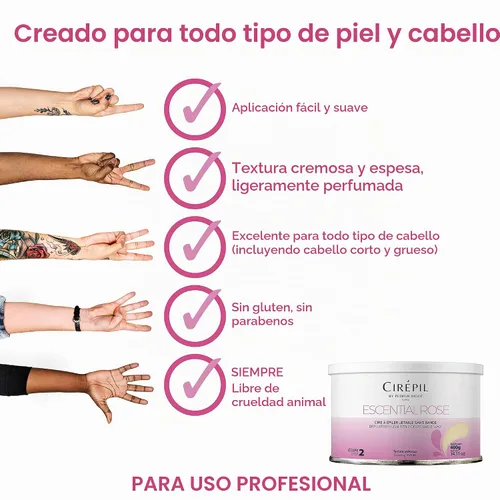 Vista 6 de Cera Cirépil sin tiras, Rosado escential tin