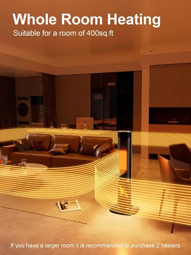 Vista 6 de Uthfy Calentador de espacio de 32 pulgadas para habitación grande, calentadores eléctricos portátiles de torre de 1500 W para uso en interiores