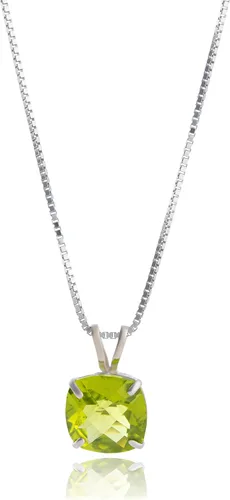 Vista 18 de MAX + STONE Cushion Cut Gemstone Necklace 8mm Solitaire Birthstone Necklace for Women Gemstone Pendant Necklaces with 18 inch Box Chain