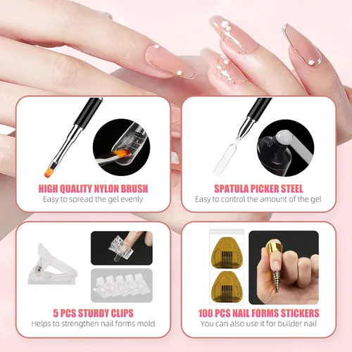 Vista 3 de LIONVISON Formas de uñas de poligel: 120 piezas de formas de uñas en forma de ataúd para gel constructor reutilizables - 12 tamaños de extensión