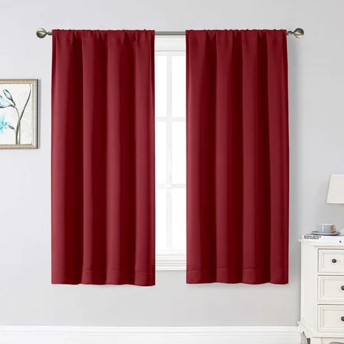 Vista 104 de Cortinas opacas para dormitorio, sala de estar, juego de 2 paneles de 54 pulgadas de largo, cortinas de oscurecimiento de habitación con aislamiento