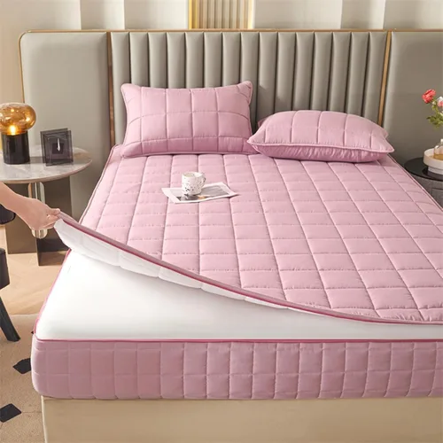 Vista 3 de Funda de colchón con cremallera completa de 6 caras, funda de colchón acolchada personalizable con cremallera, sábana bajera ajustable para cama