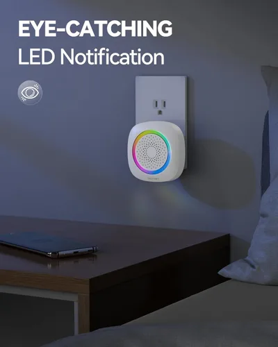 Vista 2 de TeckNet - Timbre de puerta inalámbrico, impermeable, funciona a 1000 pies con 38 melodías, 4 niveles de volumen y flash de luz LED (blanco)