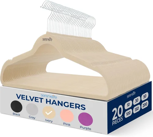 Vista 22 de SereneLife Paquete de 10 Perchas para Ropa de Terciopelo – Perchas Antideslizantes para Ropa con Diseño de Servicio Pesado, Perchas Delgadas que
