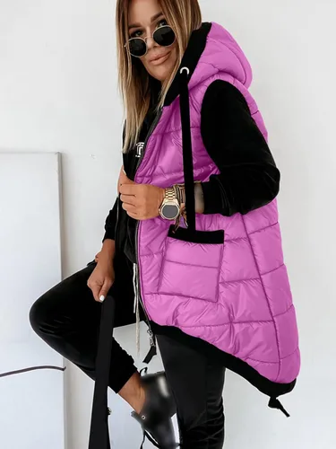 Vista 2 de Kaxindeb Chaleco con capucha para mujer, ligero, con cremallera, acolchado, con bolsillos