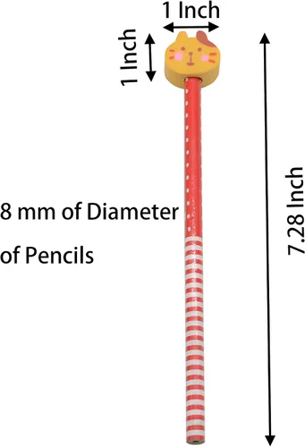 Vista 2 de Yansanido 40 lápices de borrador de dibujos animados al azar de 7.28 pulgadas de largo, bonitos lápices para oficina, suministros escolares, regalo