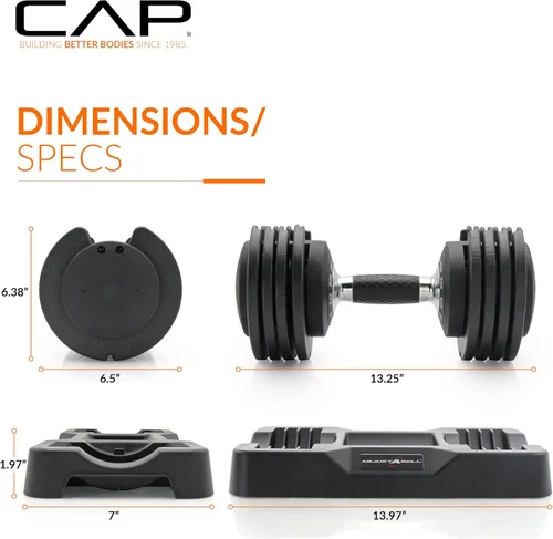 Vista 42 de CAP ADJUSTABELL - Juego de mancuernas ajustables de selección rápida de primera calidad para entrenamiento de fuerza, individuales y pares, 12.5