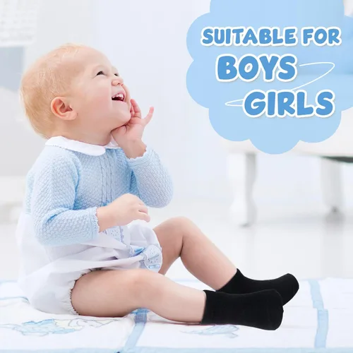 Vista 6 de Jexine 200 pares de calcetines de corte bajo para niños, calcetines tobilleros de media altura transpirable para niños y niñas
