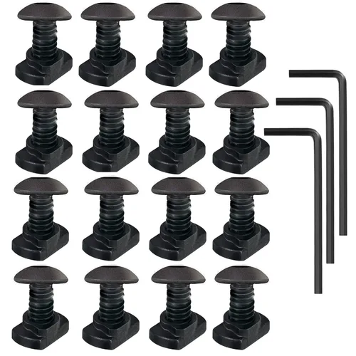 Vista 6 de Juego de 32 tornillos de leva métricos M4 T-Nut compatibles con sistemas de riel estándar, con tornillos de bloqueo de rosca, llave Allen y tuercas