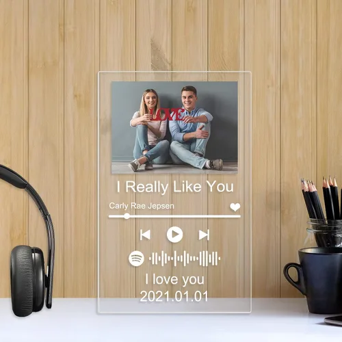 Vista 6 de Spotif Glass Art - Álbum de fotos de acrílico personalizado para el día de la madre, 3.9 x 5.5 in