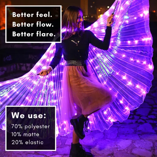 Vista 4 de Velo iluminado tamaño adulto de alas de ángel ropa de festival y disfraz de ángel traje de cosplay de alas de hadas y rave