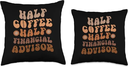 Vista 3 de Matching Financial Advisor Gifts, Half Financial Advisor Groovy Coffee Lover - Almohada de 16 x 16 pulgadas, multicolor