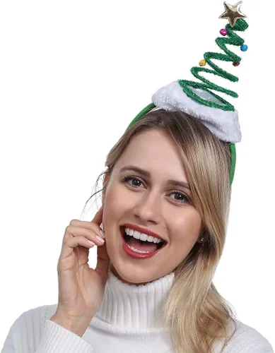 Vista 6 de ADJOY Diadema elástica para árbol de Navidad con campanas de Papá Noel talla única
