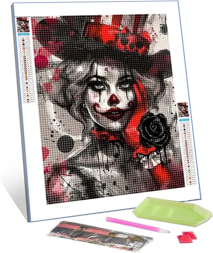 Vista 32 de Kits de pintura de diamantes 5D para adultos, Terror Girl Taladro completo, punto de cruz de diamante redondo, no hables, pintura de diamantes por
