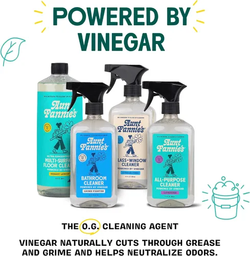 Vista 3 de Aunt Fannie's Limpiador de pisos ultra concentrado con vinagre, solución multisuperficie para trapear, hace 16 galones, aroma a eucalipto, 32 onzas