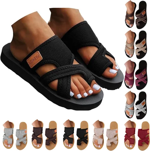 Vista 11 de Tatumaie Sandalias ortopédicas para mujer, de malla hueca, con soporte de arco, cómodas, para playa, planas, con anillo para los dedos del pie