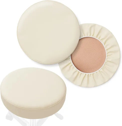 Vista 8 de Saloniture Paquete de 2 fundas redondas para asiento de taburete, funda impermeable de 13-1/2 pulgadas para silla giratoria o taburete de bar