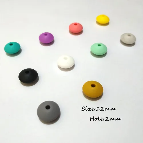 Vista 2 de 200 Uds. Color vino tinto Silicona Abacus Perlas Accesorio 0.472 in Silicona Perlas Abacus Perlas Perlas Planas Forma de Lenteja Kenchain DIY
