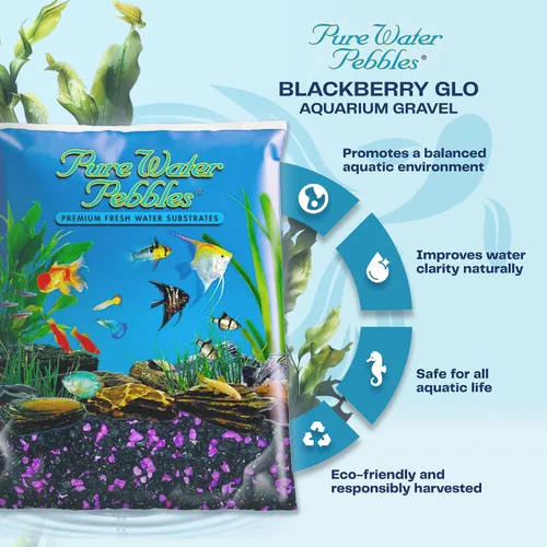 Vista 2 de Pure Water Pebbles Blakberry Glo - Grava de acuario – 5 libras – No tóxico, no destiñe, sustrato vibrante para acuarios, terrarios, estanques
