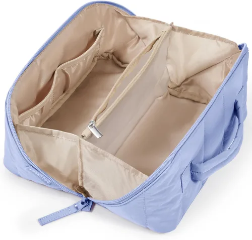 Vista 19 de BAGSMART Bolsa de Maquillaje de Viaje para Mujeres, Estuche Cosmético Portátil Resistente al Agua, Organizador de Maquillaje Acolchado Abultado