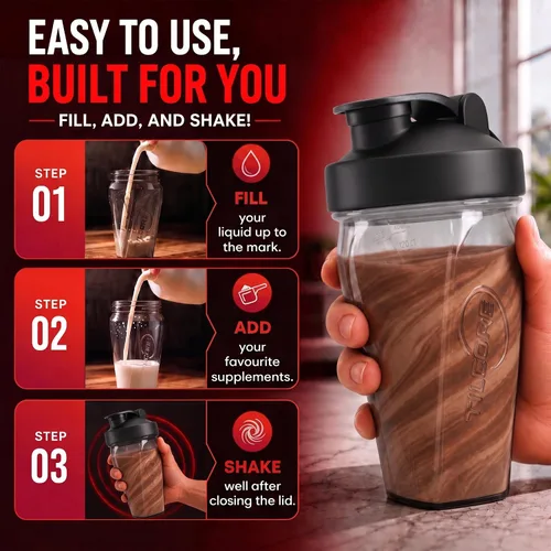 Vista 9 de Vortex - Botella mezcladora de proteínas de 24 onzas / 23.7 fl oz, taza agitadora prémium sin BPA para batidos y batidos de proteínas, a prueba