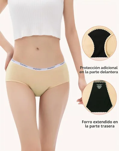 Vista 3 de INNERSY Ropa interior de período para adolescentes y niñas, de algodón, a prueba de fugas, paquete de 3 Básicos