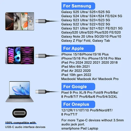 Vista 6 de Auriculares tipo C con cable para iPhone 16e 17/16 Pro Max/16 Pro/16 Plus/16/15, Auriculares USB C con cancelación de ruido y micrófono con control