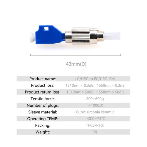 Vista 5 de Conector de fibra óptica, FC macho a LC hembra híbrido adaptador convertidor de fibra óptica compatible con medidor de potencia óptica localizador