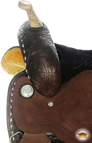 Vista 8 de HILASON Western Horse Barrel Racing Saddle Trail American Leather Western Saddle Saddle for Horses Barrel Racing Saddle