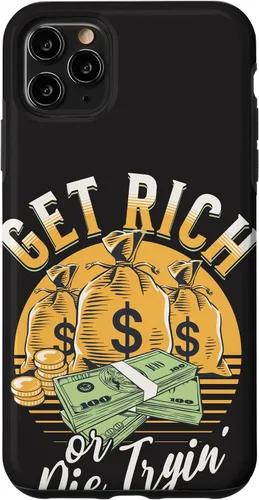 Vista 13 de Funda de dinero millonario para iPhone 12/12 Pro Get Rich or Die Trying Cash Hustle
