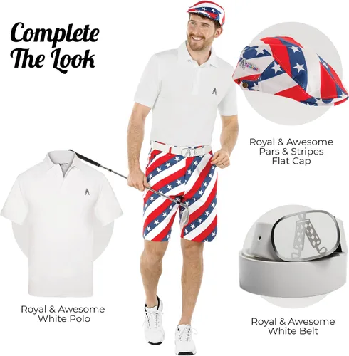 Vista 4 de Royal & Awesome Mens Golf Shorts, American Flag Shorts, USA Shorts Men