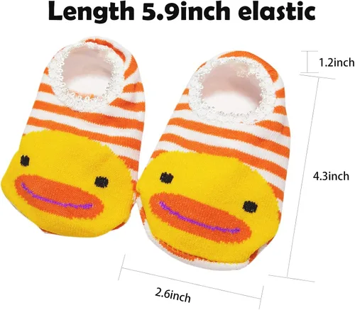 Vista 3 de CXP Good Goods Baby Girls' Anti Slip Skid Socks Baby Walker Toddler Cute Stripes Boat Socks for 6-18 Months (5 Pairs)