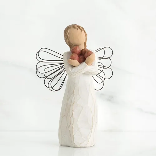 Vista 3 de Willow Tree Ángel de la buena salud, una abundancia de salud y felicidad, sosteniendo manzanas como símbolo de esperanza y curación, agradecimiento