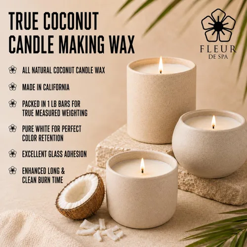 Vista 6 de True Coconut Candle Making Wax, barra de 1 libra, fabricada en Estados Unidos