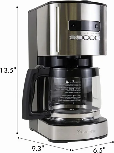 Vista 4 de Cafetera de goteo Kenmore - Máquina de café programable de 12 tazas con jarra de vidrio, preparación regular y concentrada, apagado automático Negro