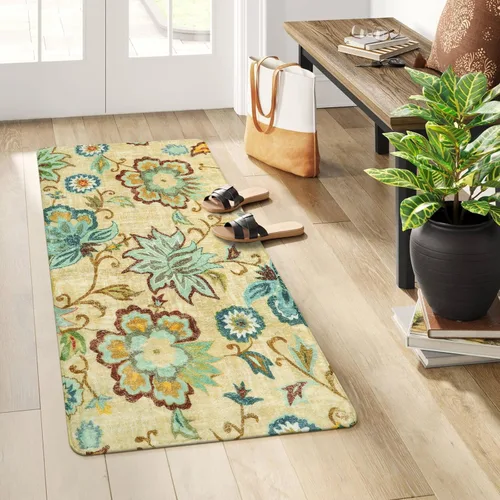 Vista 48 de Lahome - Tapete floral con estampado de cachemira, lavable, antideslizante, pequeño, anti-manchas, suave, para baño, entrada, dormitorio, Negro