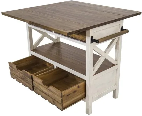 Vista 4 de Yosemite Home Decor Cassidy Farmhouse - Isla de cocina de madera en color blanco