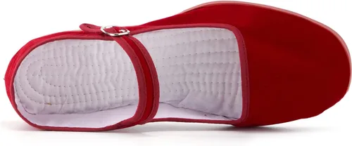 Vista 2 de SAEEKO Zapatos clásicos de China para mujer, zapatos casuales de muñeca de China, algodón Mary Janes, Zapatos chinos de Tai Chi, zapatillas