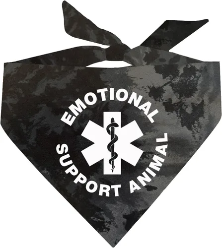 Vista 14 de Bandana para perro de apoyo emocional 100% algodón triángulo ajustable perro de servicio animal de trabajo asistencia negro, XS (209)