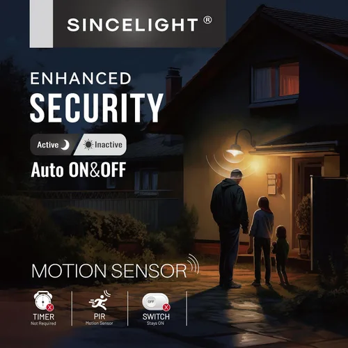 Vista 6 de SINCELIGHT Bombilla LED con sensor de movimiento de 9 W con base E26, PIR activada por movimiento en la oscuridad, encendido/apagado automático por
