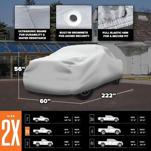 Vista 4 de Budge Duro - Cubierta para camioneta de 3 capas, protección exterior resistente a UV, agua y polvo, compatible con camionetas de cabina extendida