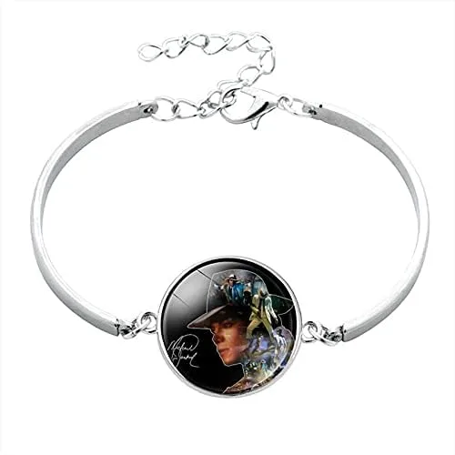 Vista 3 de Juego de 3 pulseras MJ de acero inoxidable con diseño de tarjeta del ejército de Michael Jackson chapado en plata 925