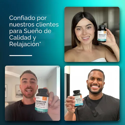 Vista 9 de Cápsulas de glicinato de magnesio 400 mg con quercetina, sueño de calidad, relajación, salud muscular y ósea y apoyo inmunológico, para hombres
