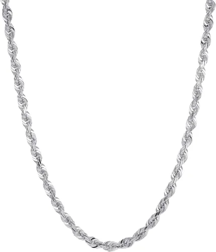 Vista 12 de Collar de cadena de cuerda de corte de diamante de 14 quilates con corte de diamante macizo de 0.157 in, 0.118 in, 0.098 in, 0.079 in, 0.059 in