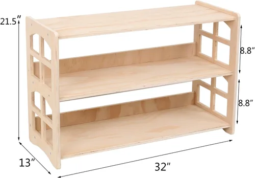 Vista 3 de Montessori Estantería de juguetes para niños, organizador de almacenamiento para juguetes, estantes de libros para habitación de niños, resistente