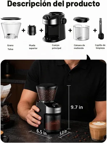 Vista 7 de SHARDOR Molinillo de granos de café con rebabas, 32 ajustes, temporizador