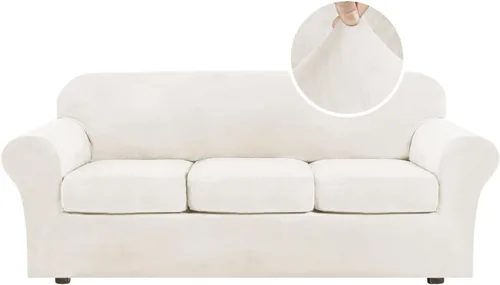 Vista 45 de H.VERSAILTEX - Funda elástica para sofá de 2 piezas, funda protectora de terciopelo, suave, con parte inferior elástica, con un ancho de hasta 49