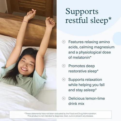 Vista 3 de Youtheory Polvo para dormir, suplemento de ayuda para dormir con magnesio, melatonina y L-glicina, sin gluten y vegano, sabor natural a limón