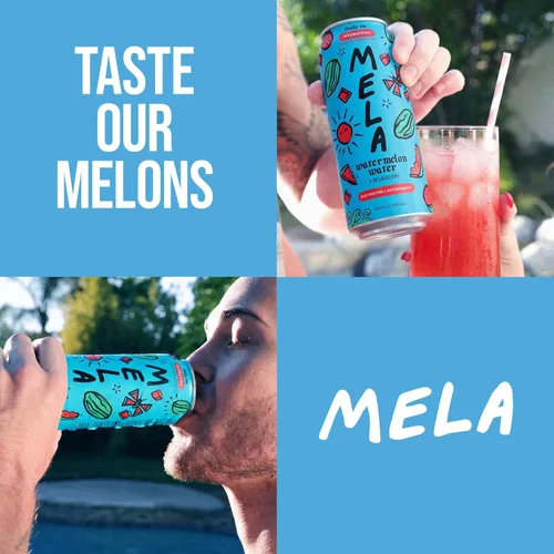 Vista 7 de Mela Water Agua de melón - Jugo de sandía, jugo de fruta 100% natural con vitamina C, electrolitos, antioxidantes, alternativa al agua de coco, sin